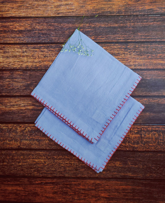 Linen Table Napkin Set of 2 / Lavender Hand Embroidered Linen / Dining Linen / 100% Pure European Linen Table Napkins