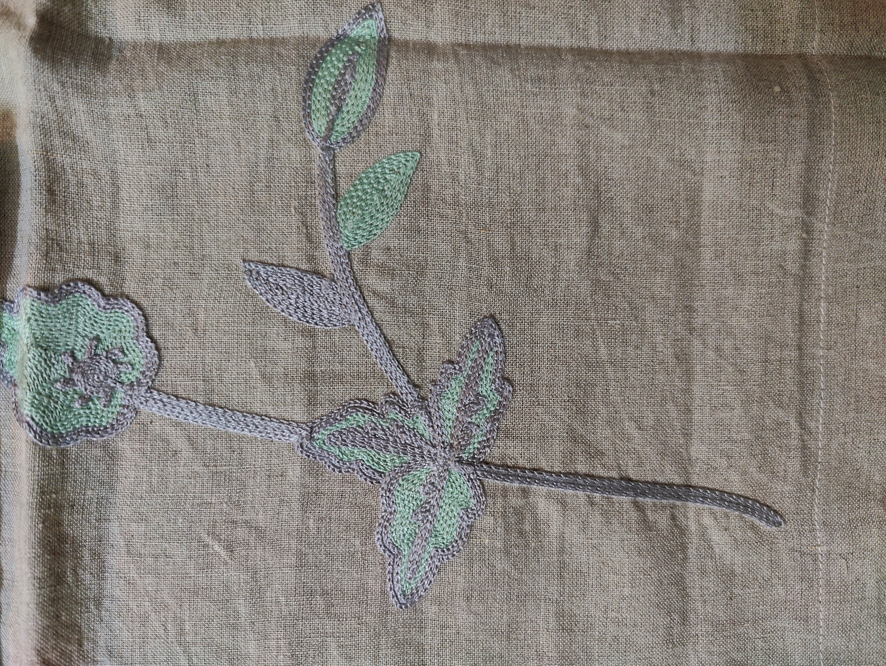 Natural Embroidered Linen Placemats (Set of 2)