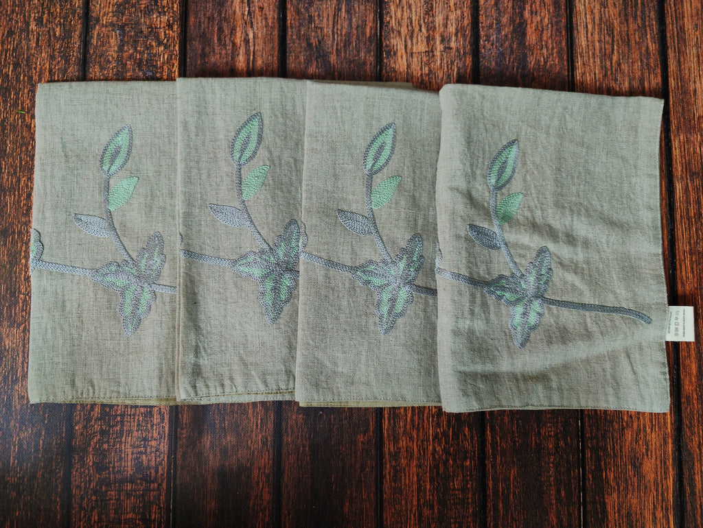 Natural Embroidered Linen Placemats (Set of 2)