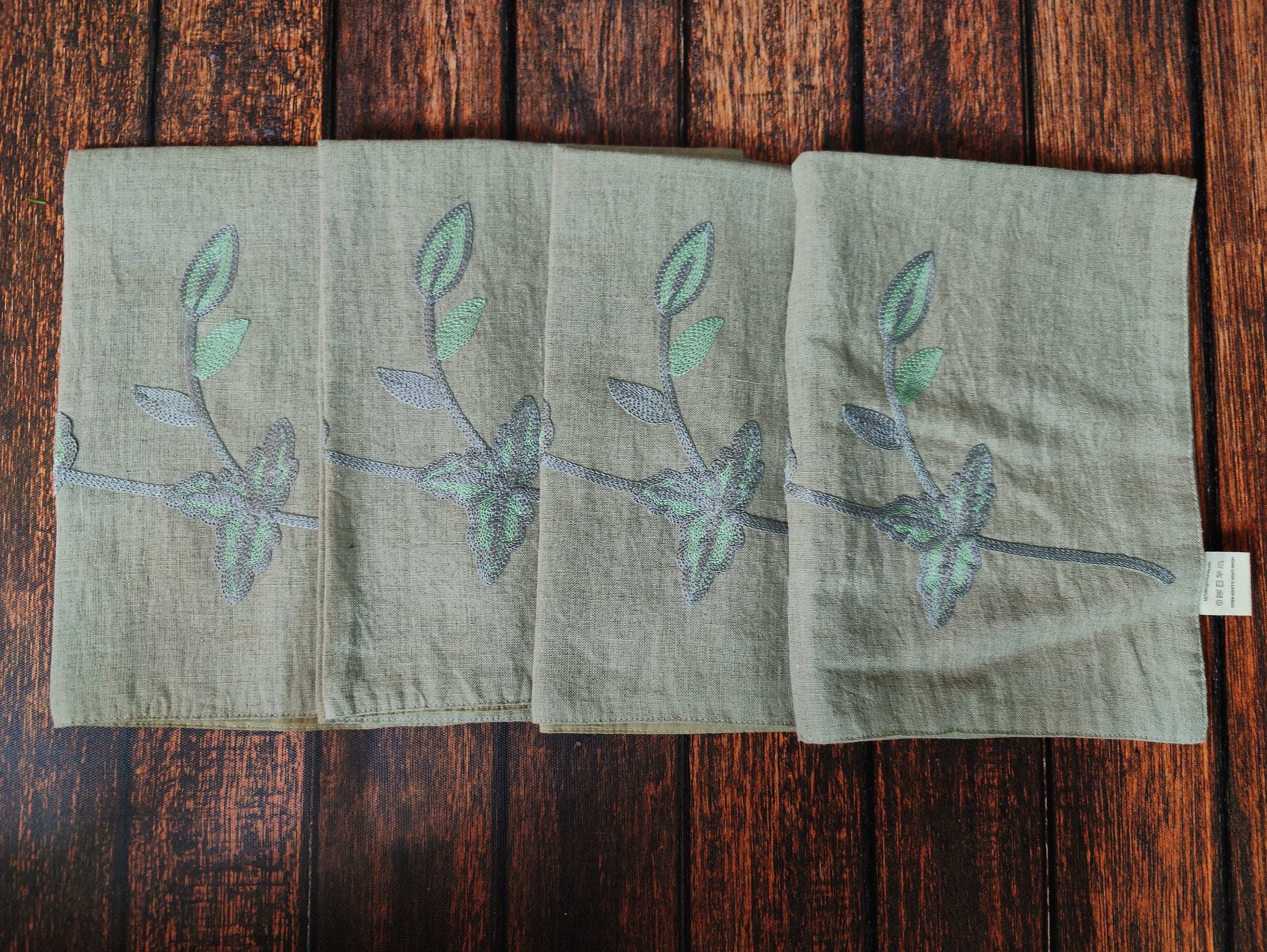 Natural Embroidered Linen Placemats (Set of 2)