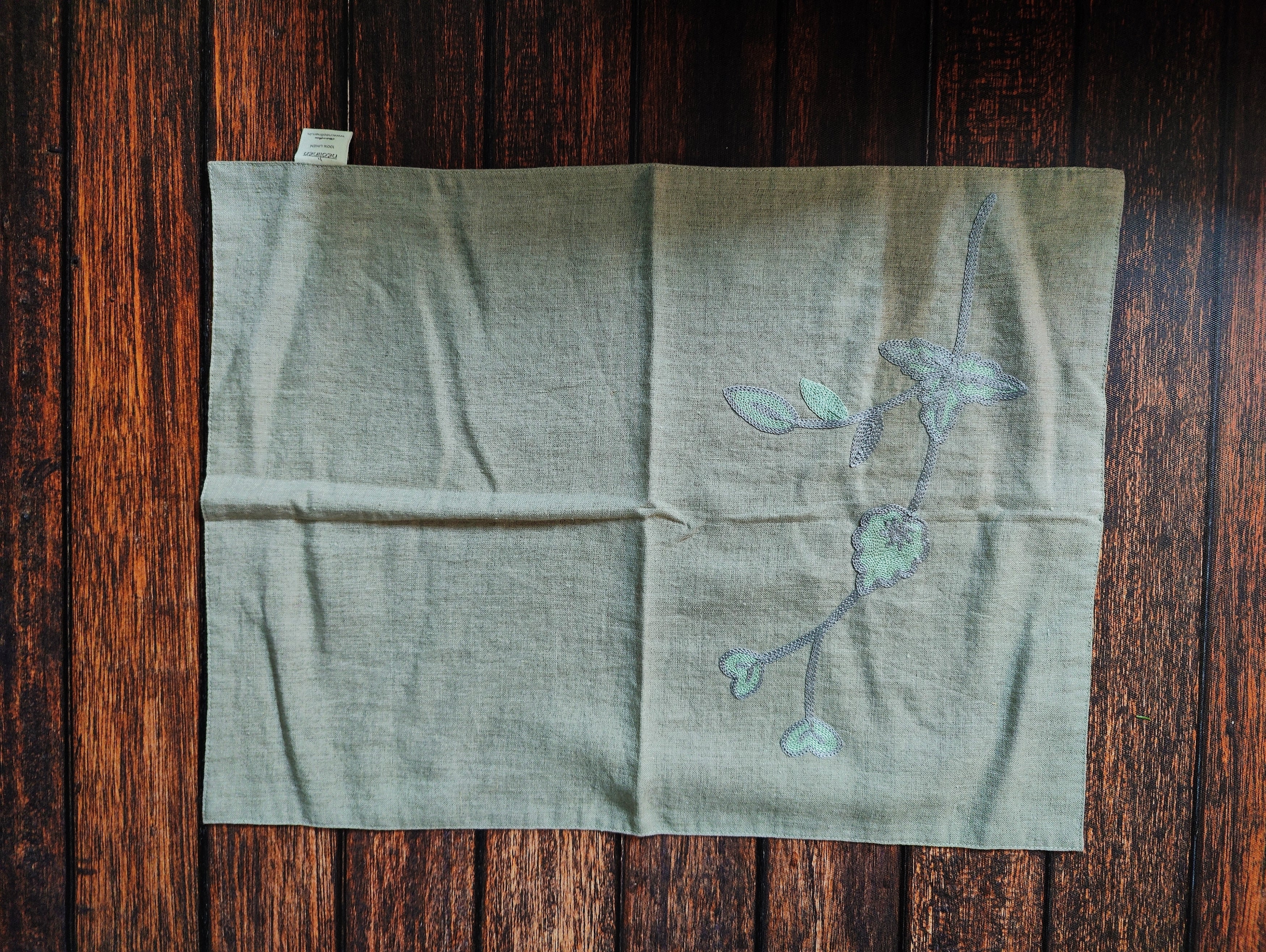 Natural Embroidered Linen Placemats (Set of 2)