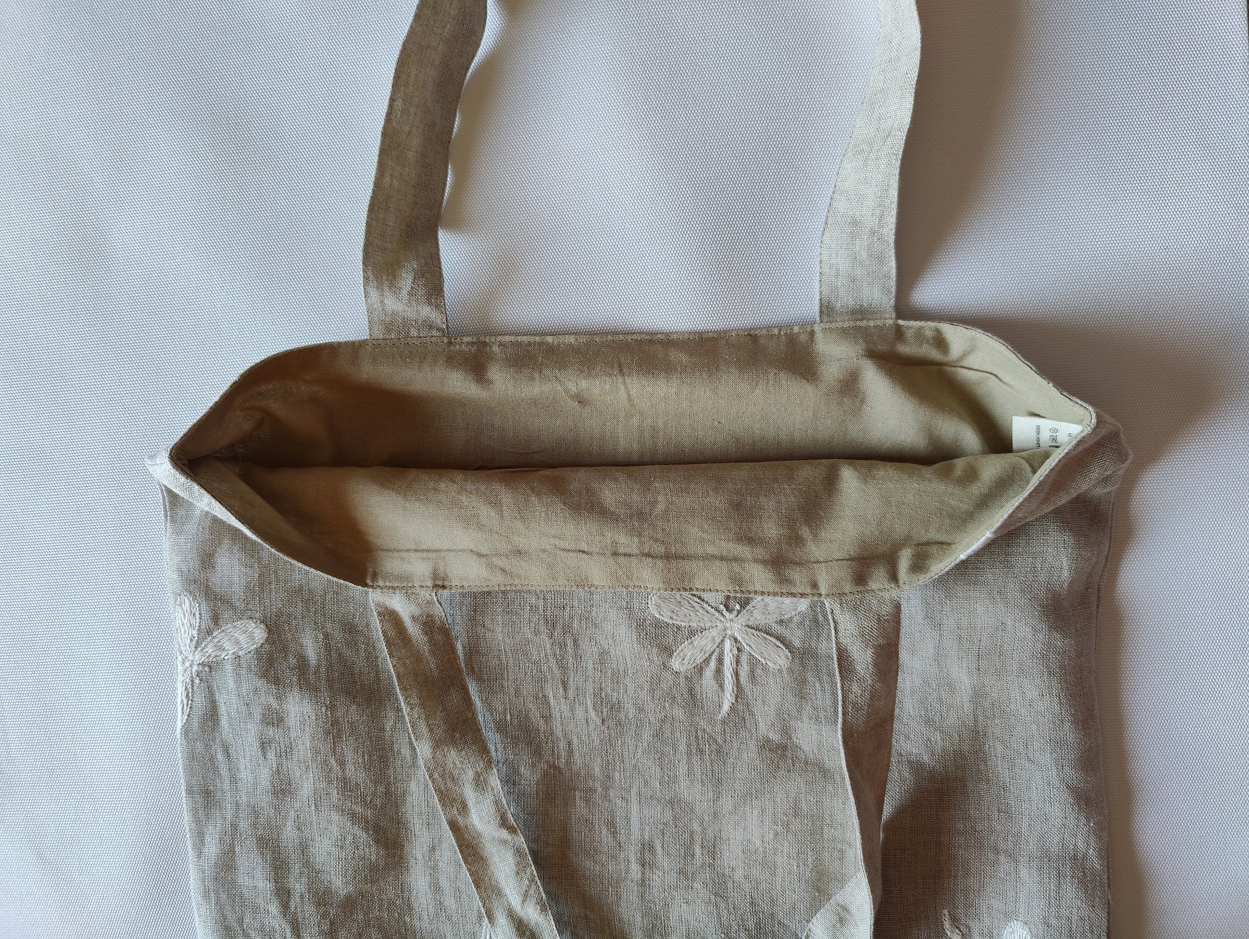 Dragon Embroidery Linen Tote Bag – Natural Grey