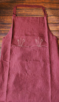 Plum Apron, Embroidered apron, Unisex Apron, Apron With Pocket, Linen Apron, Kitchen Apron